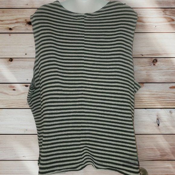 NICOLE Studio XXL Black & Grey Striped Stretchy Textured Women's Sleeveless Top - Picture 2 of 6